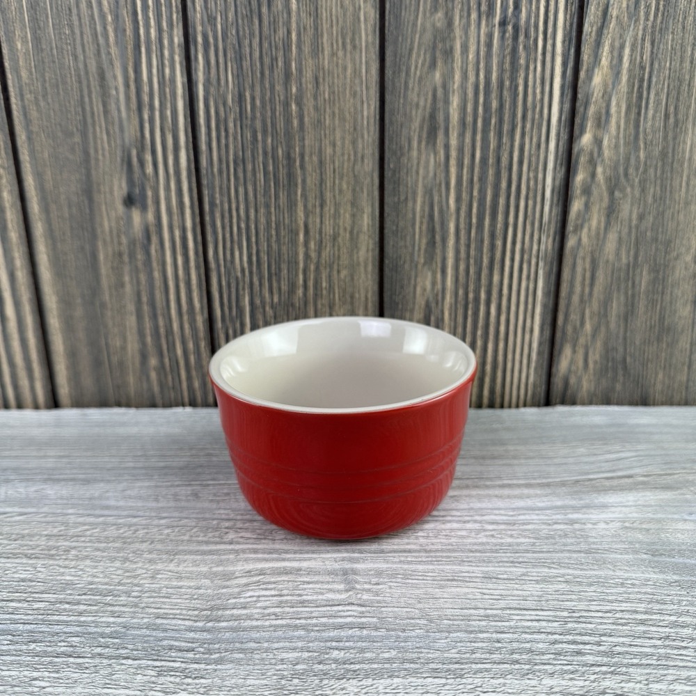 Le Creuset Cerise Red Stoneware Ramekin Baking Dish Bowl 17-01 France Style